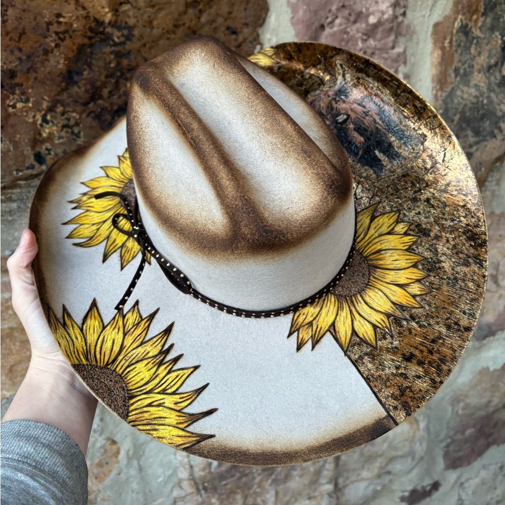 New Cody James Hand burned & Painted felt hat 
Sz 7 3/8 - Picture 6 of 9